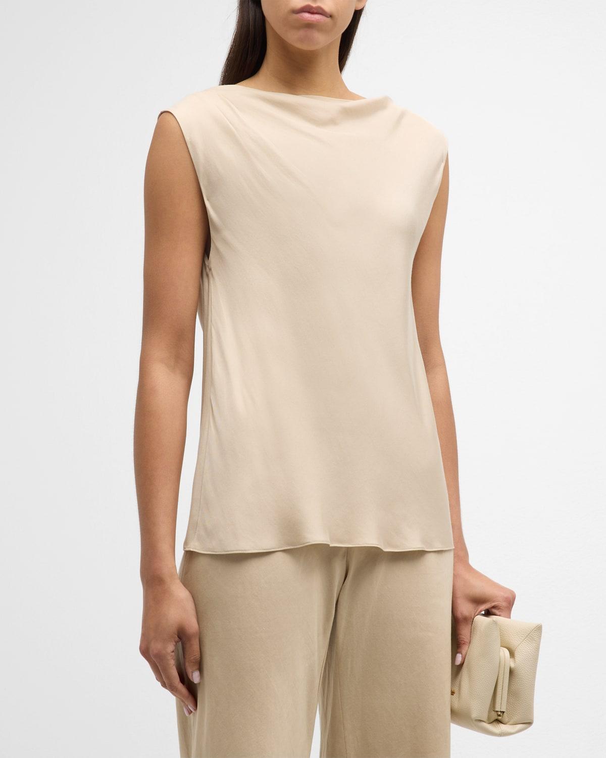 Vince Asymmetric Drape Cap Sleeve Silk Blend Top Product Image