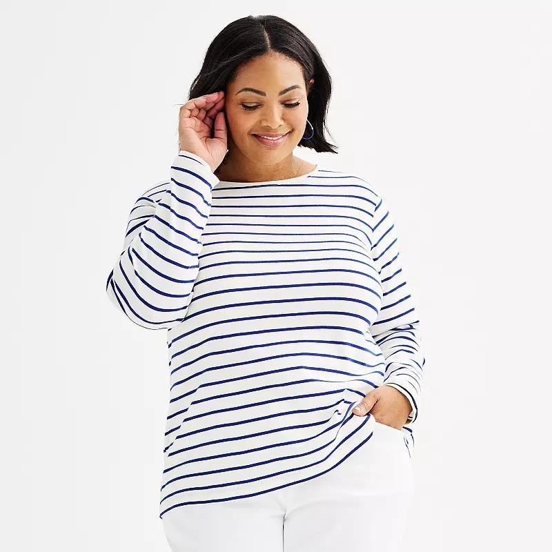 Plus Size Croft & Barrow Essential Crewneck Long Sleeve Tee, Womens Product Image