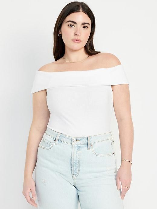 Off-Shoulder Ribbed Top Product Image