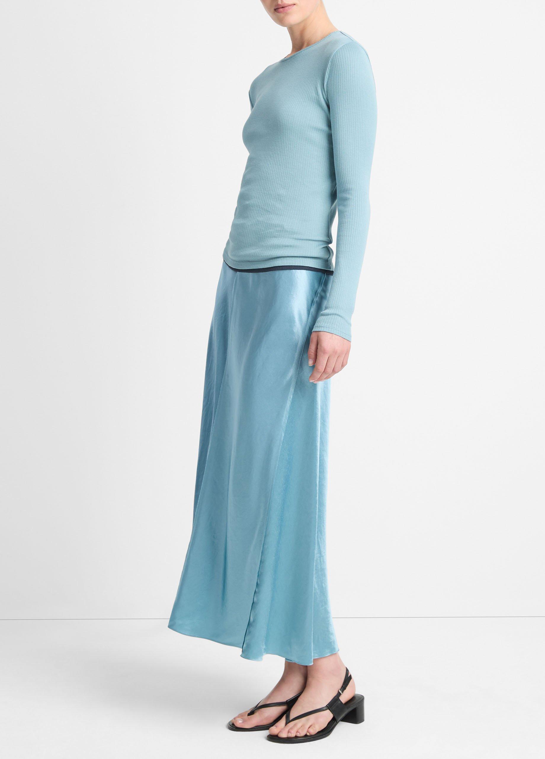 Satin Raw-Edge Paneled Slip Skirt Product Image