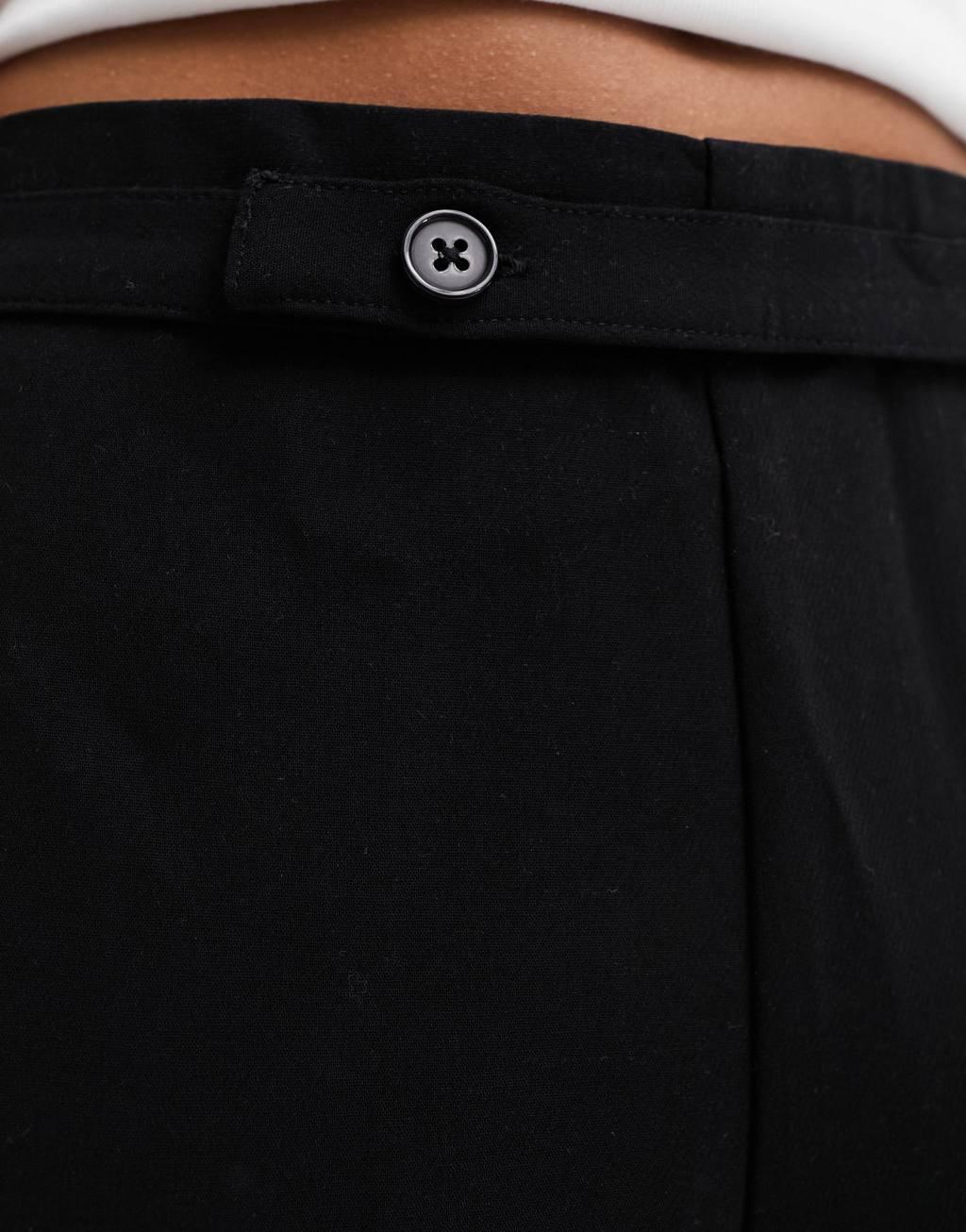 Mango slim button waist pants in black Product Image