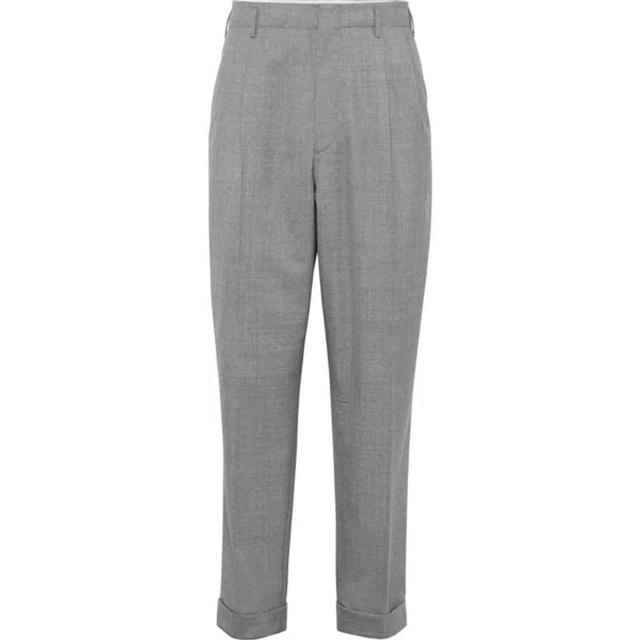 BRUNELLO CUCINELLI Straight-leg Pleated Puppytooth Linen Suit Trousers In Gray Product Image