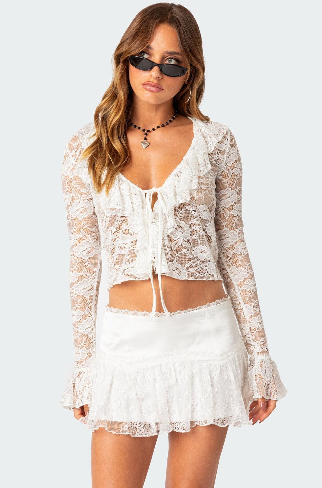 Josalie Tie Front Lace Top Product Image