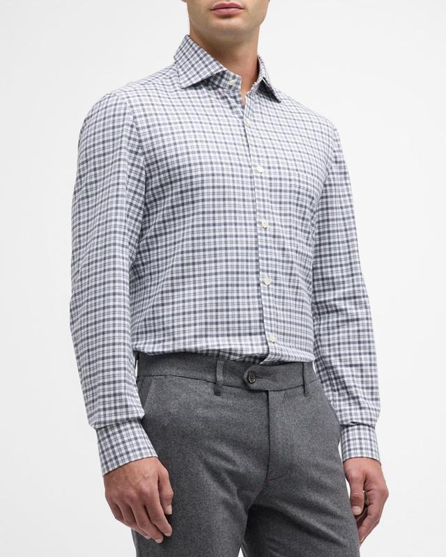 Mens Cotton Check Sport Shirt Product Image