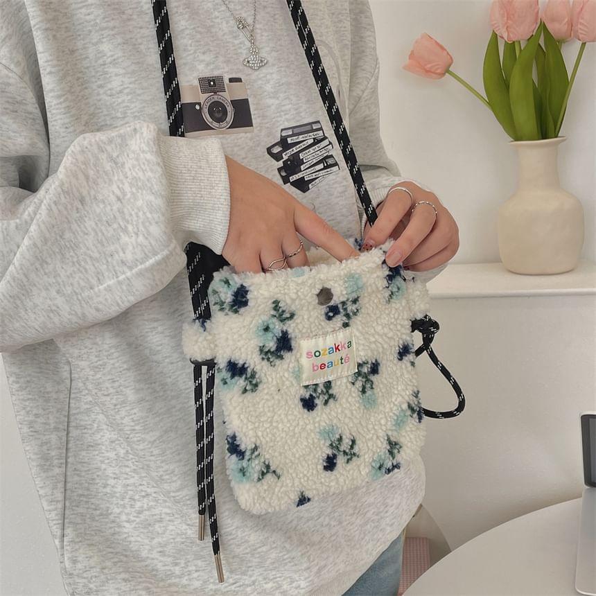 Floral Faux Shearling Crossbody Bag Product Image