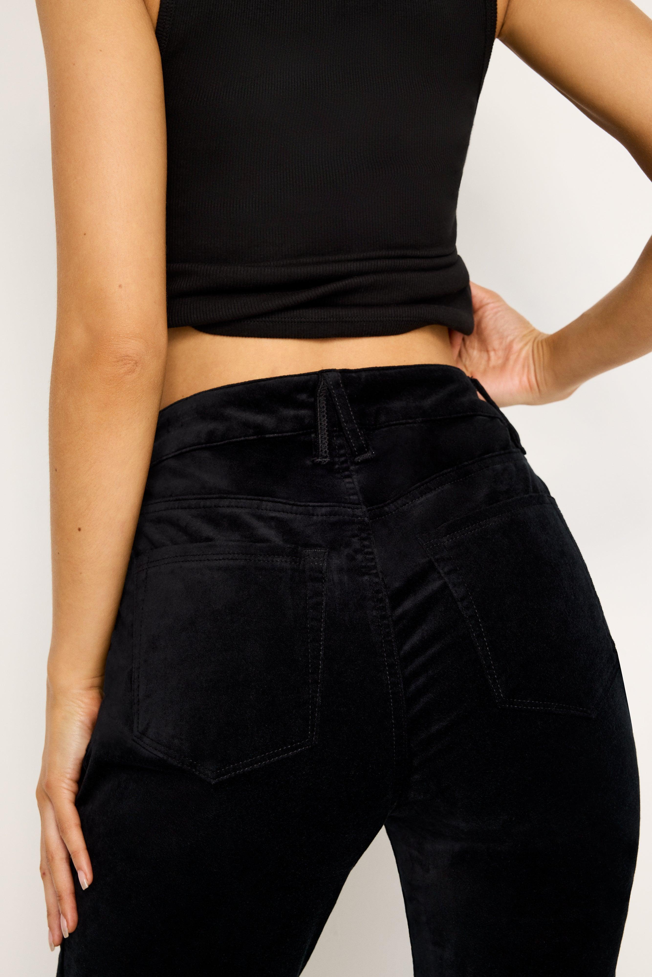 GOOD WAIST SUPER FLARE VELVET PANTS | BLACK001 Product Image