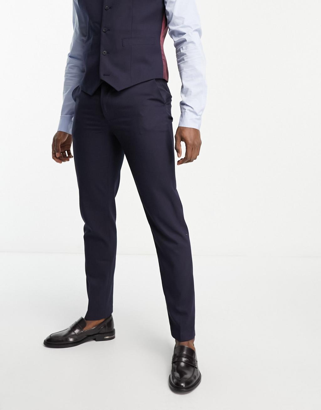 ASOS DESIGN slim suit pants in navy Product Image