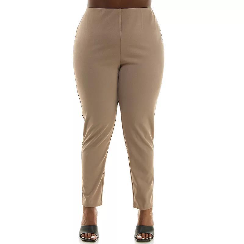 Plus Size Nina Leonard High Tech Crepe Pants, Womens Product Image