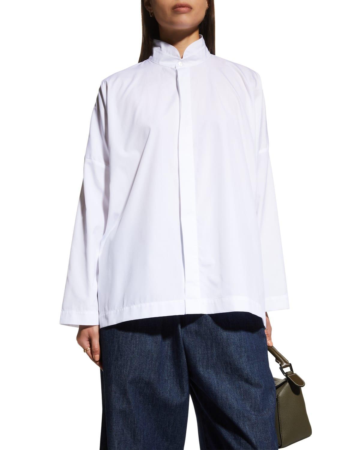 Wide Longer-Back Double Stand Collar Shirt (Mid Plus Length) Product Image