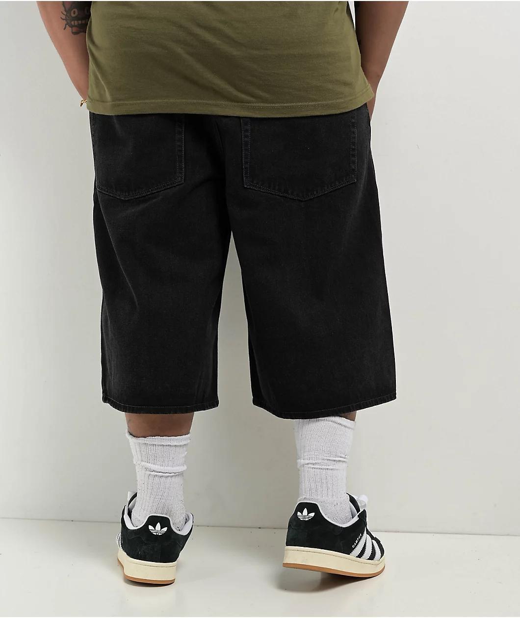 Empyre Shmutz Ultra Wide Black Denim Skate Shorts Product Image