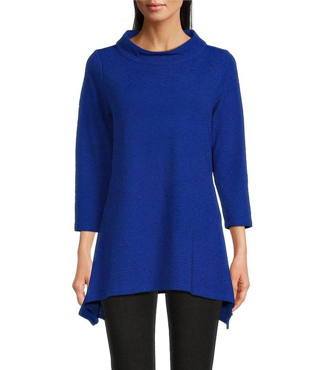 Calessa Textured Puckered Knit Funnel Neck Bracelet Sleeve Tunic Product Image