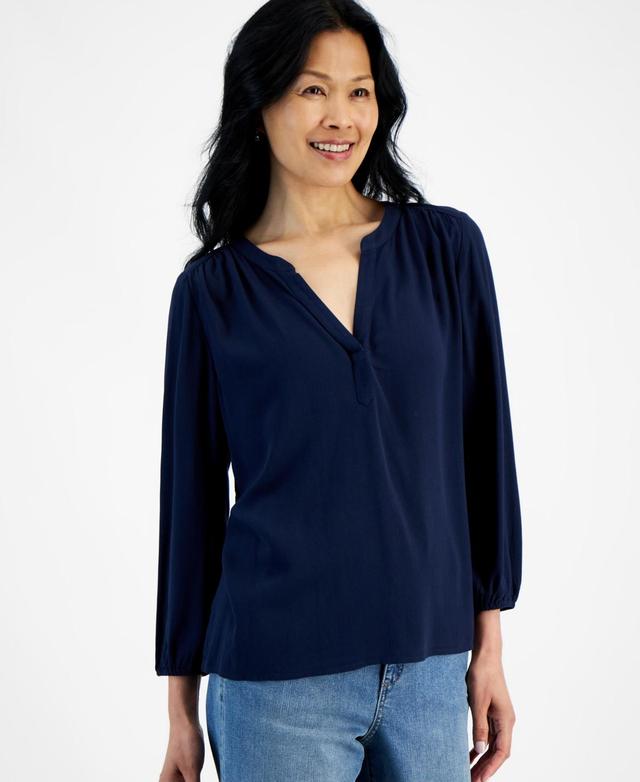 Style & Co Womens Split Neck Popover Blouse, Created for Macys Product Image