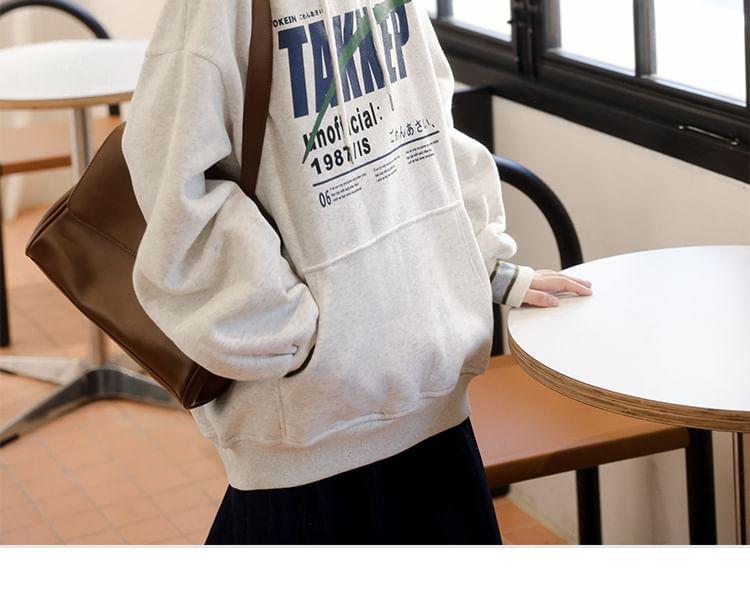 Lettering Print Drawstring Hoodie Product Image