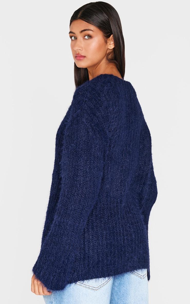 Navy Eyelash Knit Super Oversized Sweater Product Image