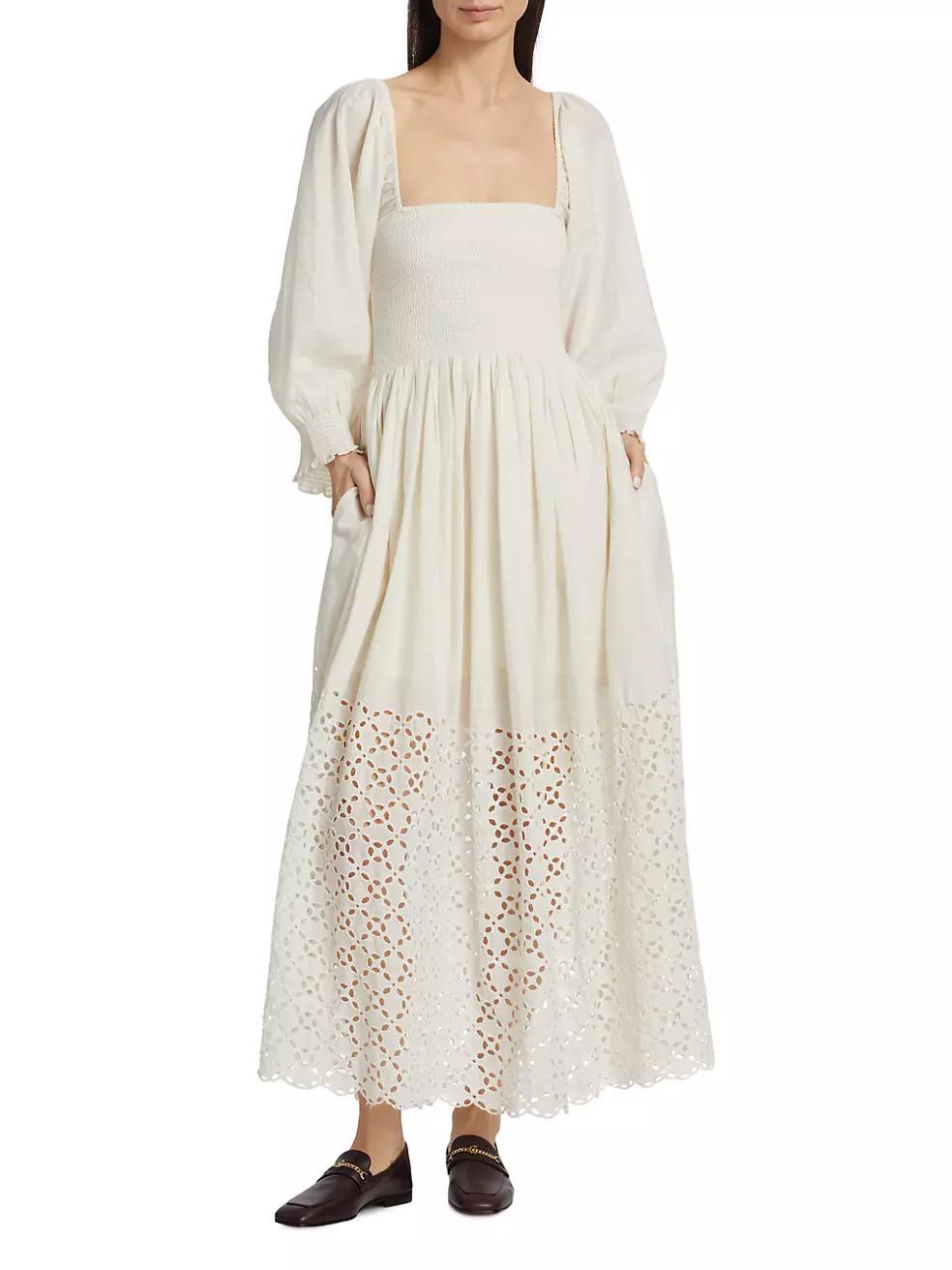 Perfect Storm Eyelet Cotton Maxi Dress Product Image