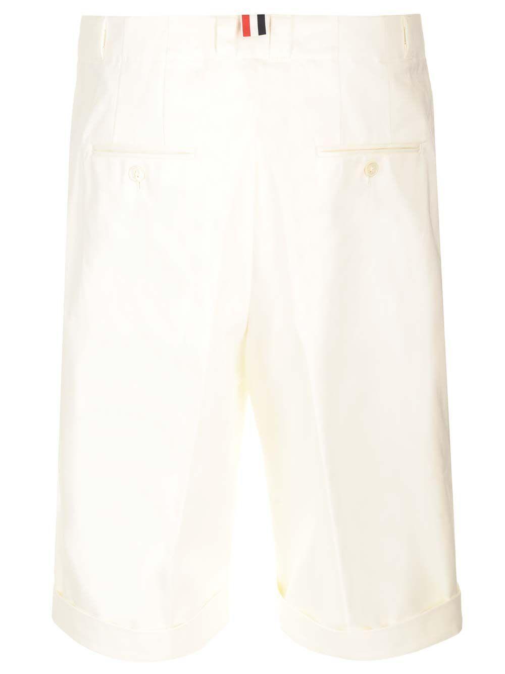 Men's Heavy Cotton Pleated Tailored Shorts In White Product Image