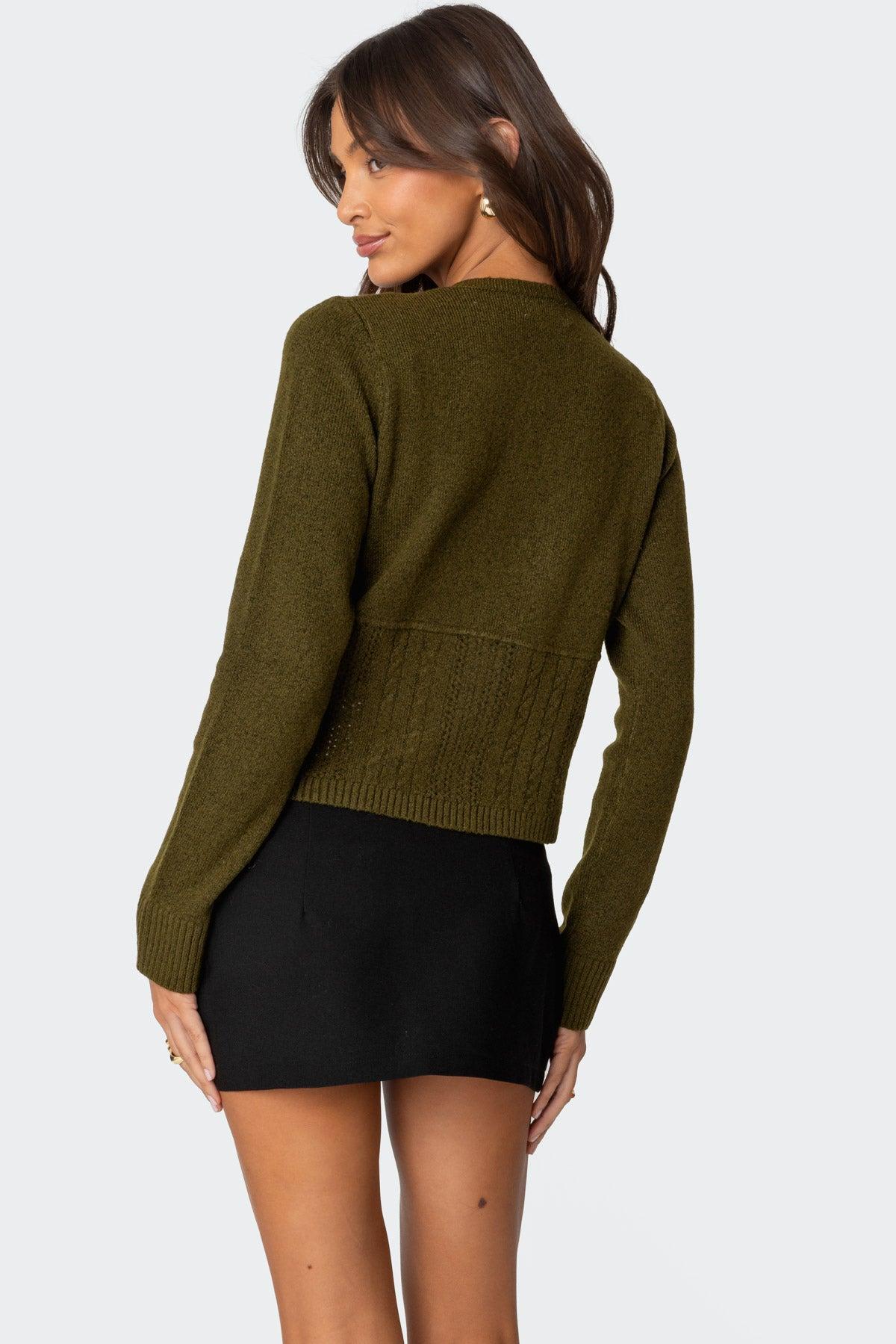 Half Cable Knit Cardigan Product Image