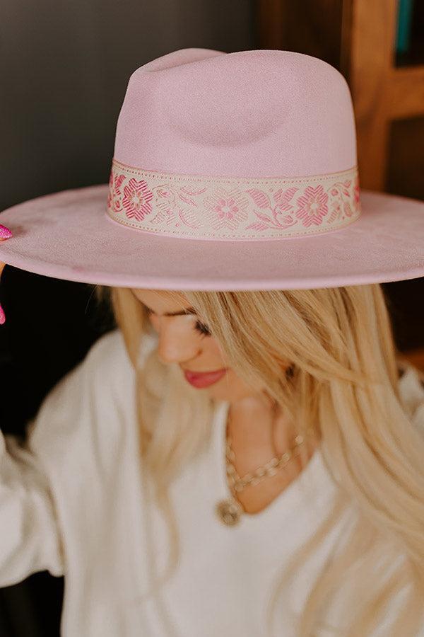 Posh Moment Faux Suede Fedora in Pink Product Image