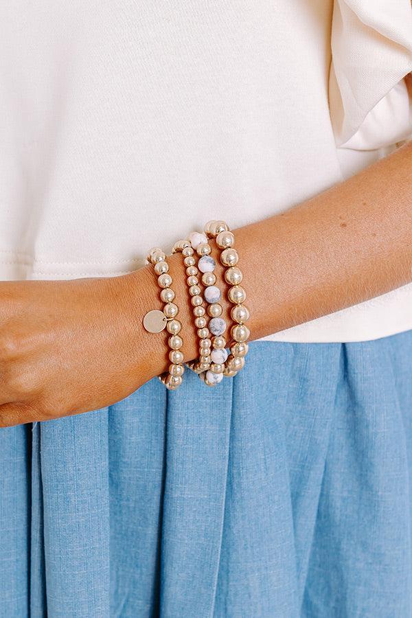 All The Glam Stretch Bracelet Set in Grey Mix Product Image