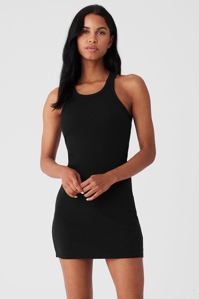 Goddess Ribbed Go-To Dress - Black Product Image