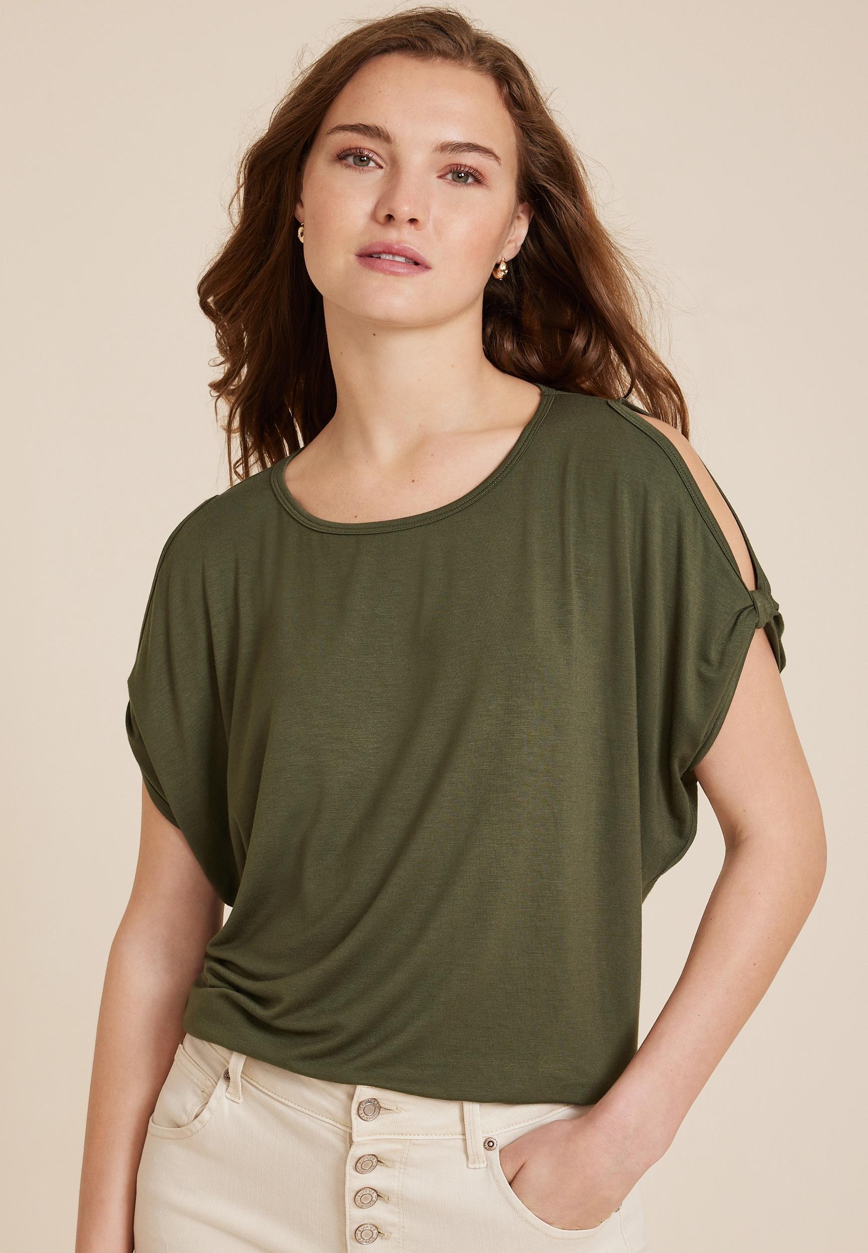 Cold Shoulder Short Sleeve Tee Product Image