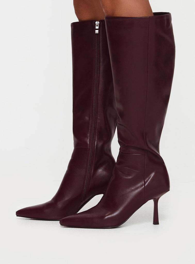 Harrie Knee High Boots Burgundy product image