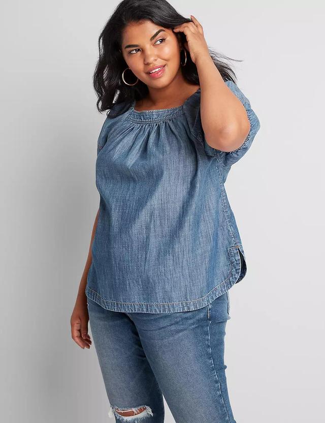 Chambray Square-Neck Popover Top Product Image