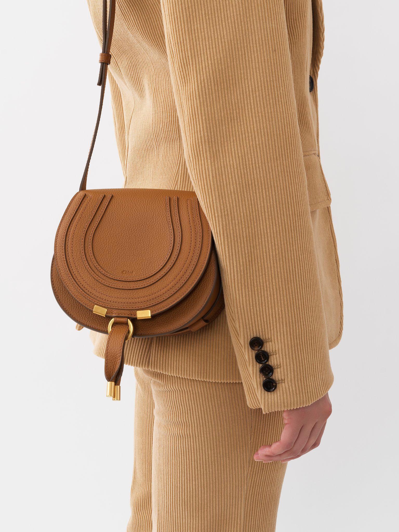 Small Marcie saddle bag in grained leather Product Image