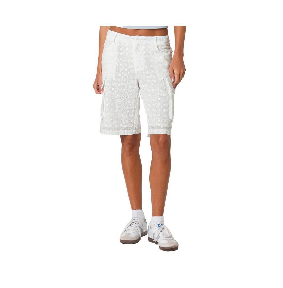 Edikted Womens Eyelet cargo bermuda shorts Product Image