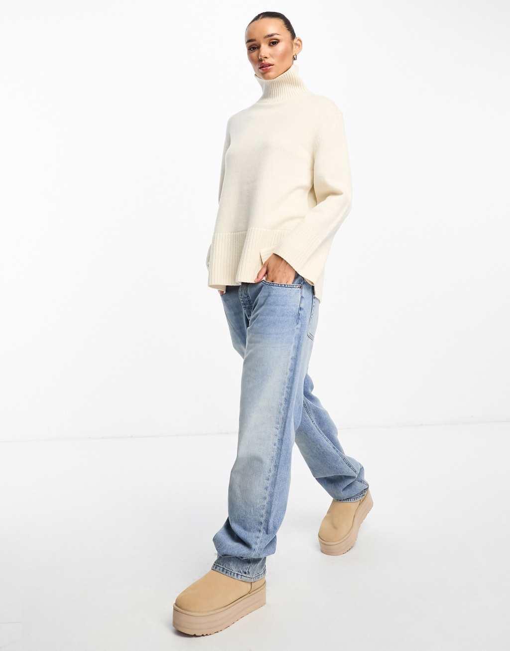 & Other Stories wool high neck oversize sweater in white product image