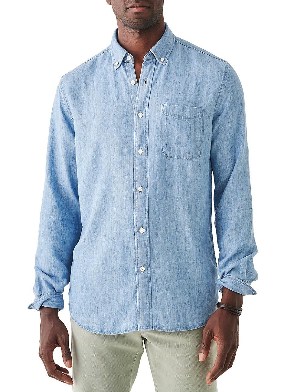 Faherty The Tried And True Chambray Shirt in Blue. Product Image