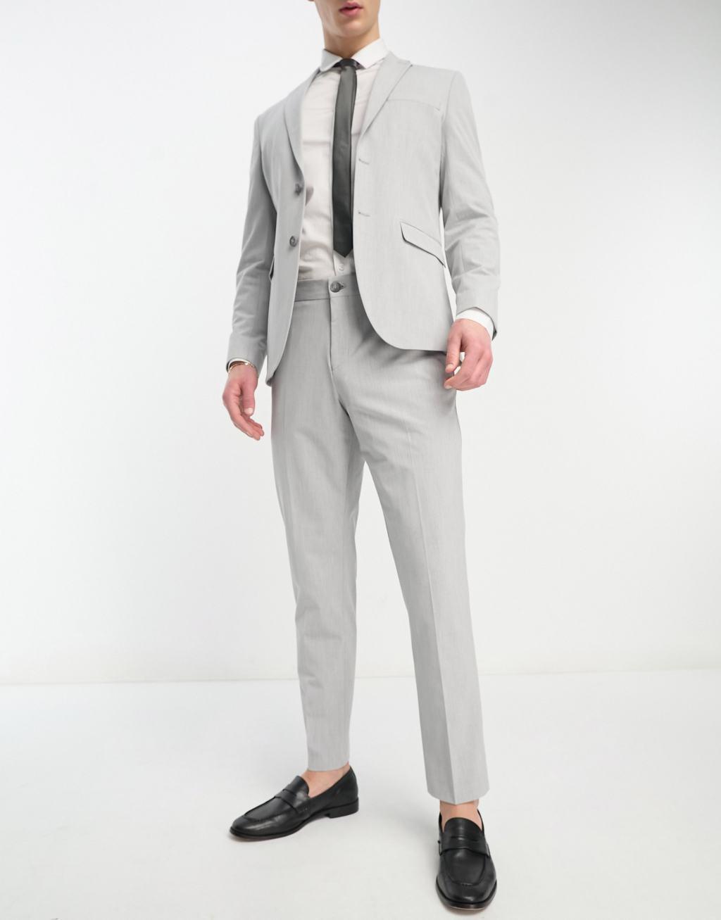 Selected Homme slim fit suit pants in light gray  Product Image