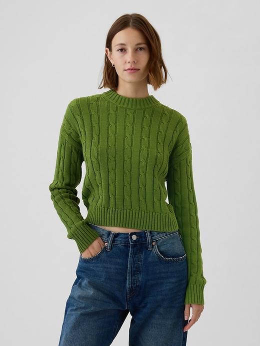 Cable-Knit Cropped Sweater Product Image