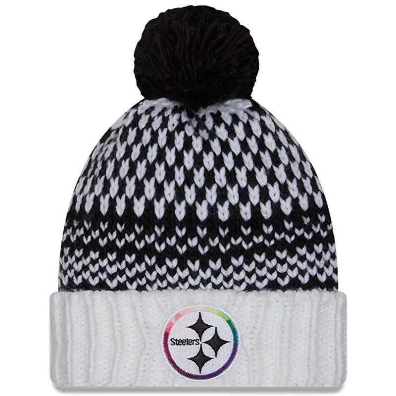 Womens New Era /White Pittsburgh Steelers 2023 NFL Crucial Catch Cuffed Pom Knit Hat Product Image