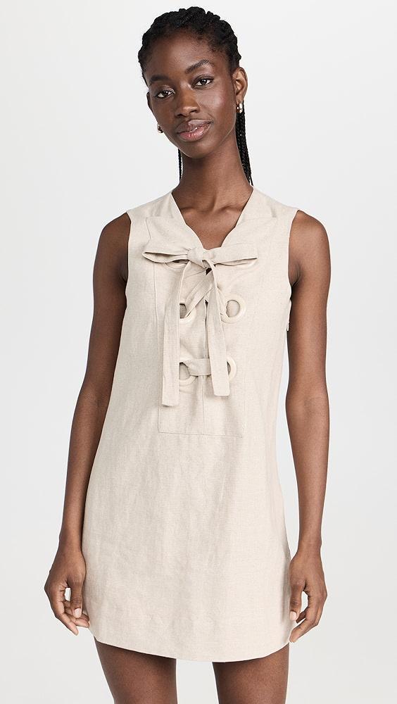 English Factory Linen Lace Up Front Dress | Shopbop Product Image