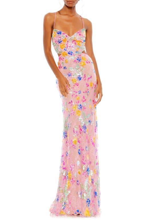 Womens Metallic Floral Sheath Gown Product Image