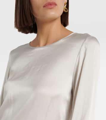 Max Mara Moldava Silk Satin Top in Ivory Product Image