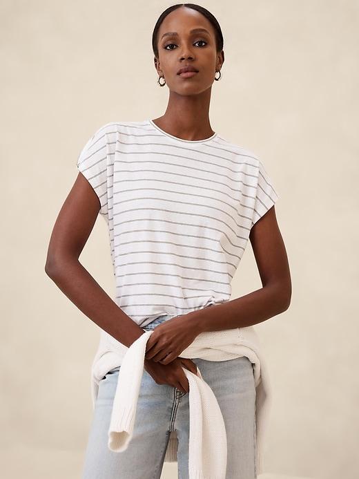 Striped Dolman-Sleeve T-Shirt Product Image