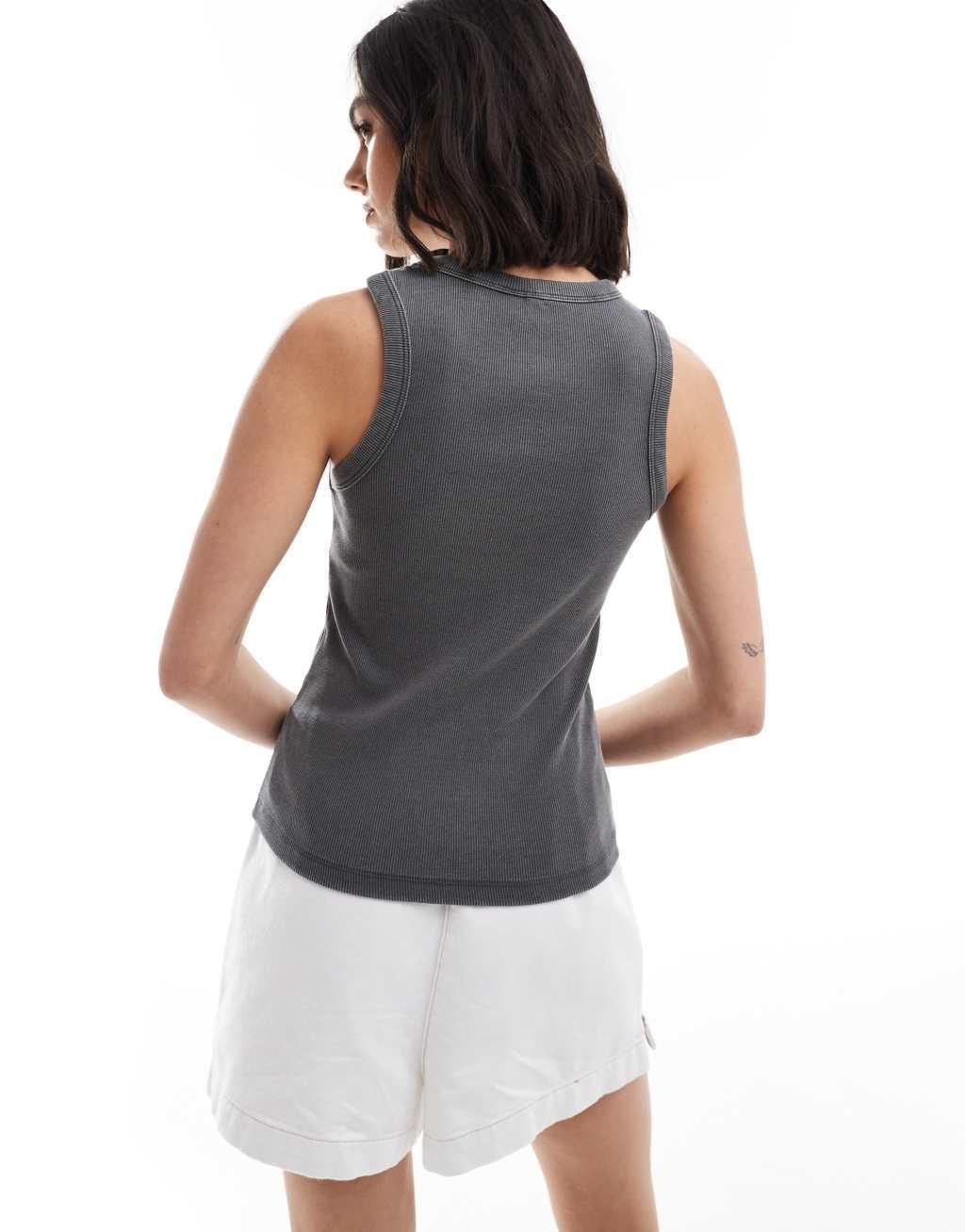 Vero Moda ribbed jersey tank top in washed charcoal Product Image