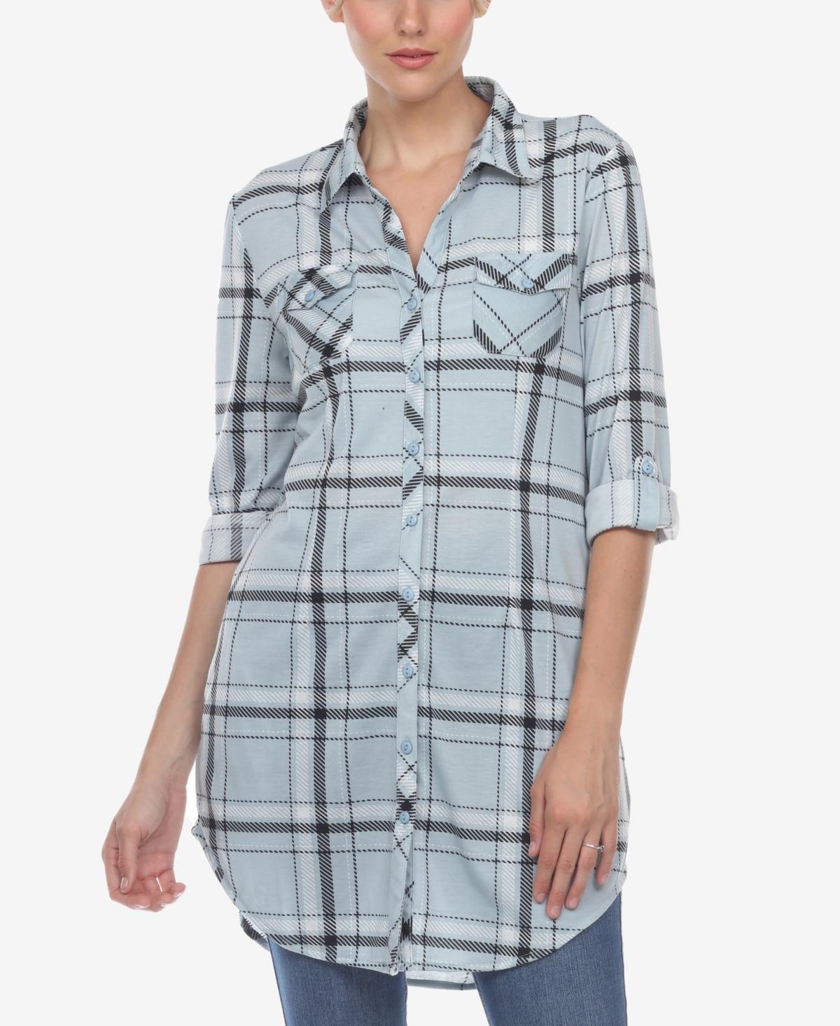 White Mark Womens Plaid Tunic Top Shirt Product Image