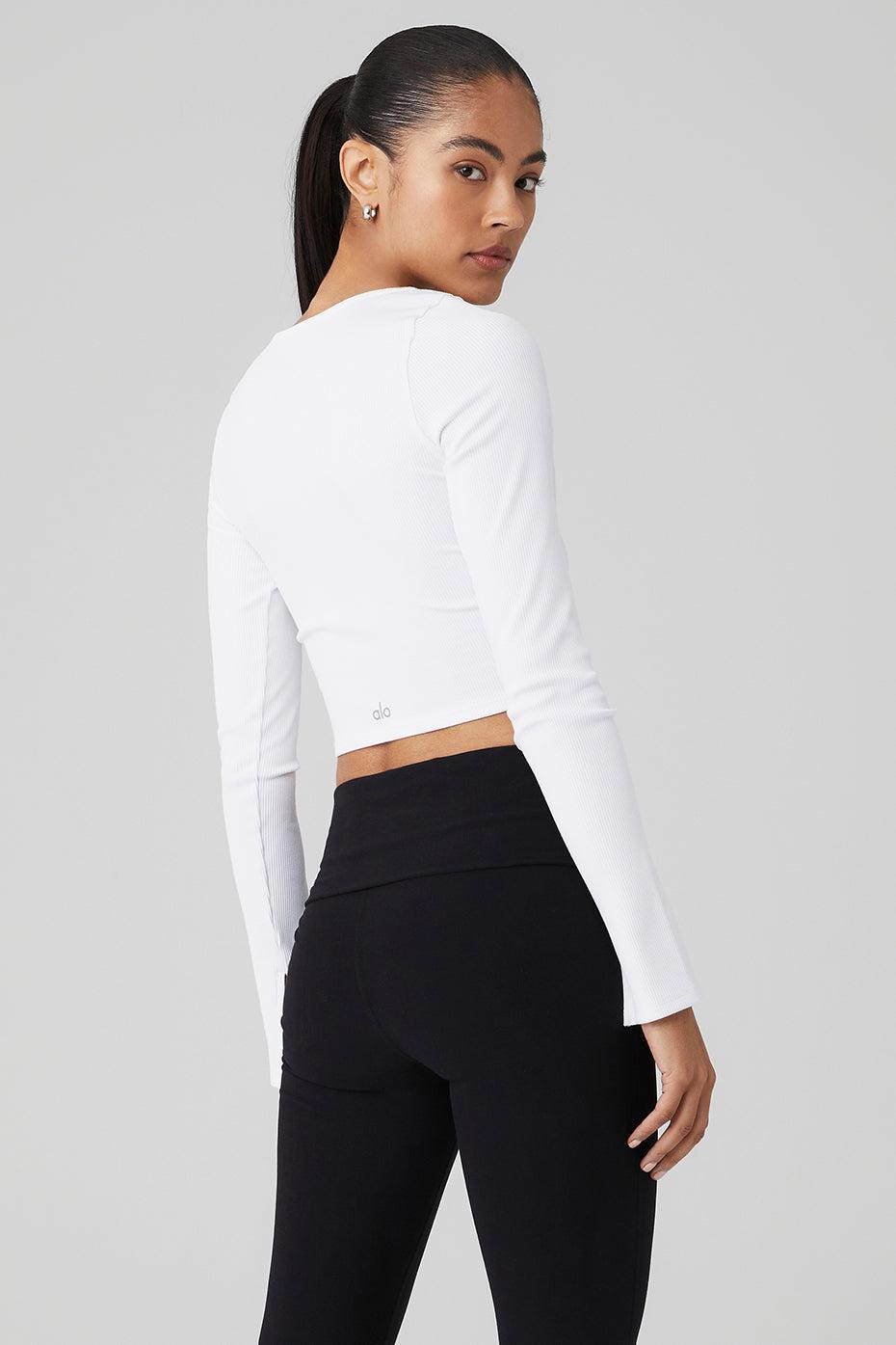 Long Sleeve Alosoft Rib Crop Top Product Image