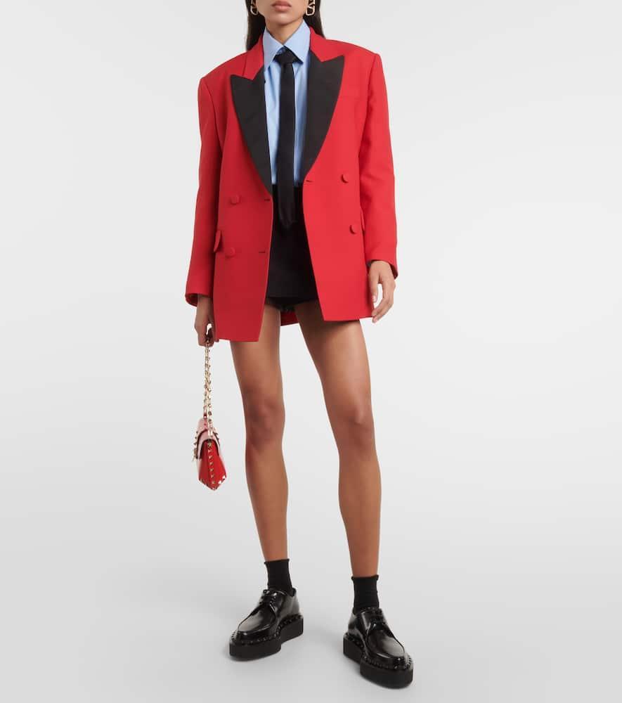 VALENTINO Double-breasted Crêpe Blazer In Red Product Image