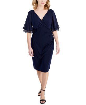 Petite Flutter-Sleeve Sheath Dress  Product Image