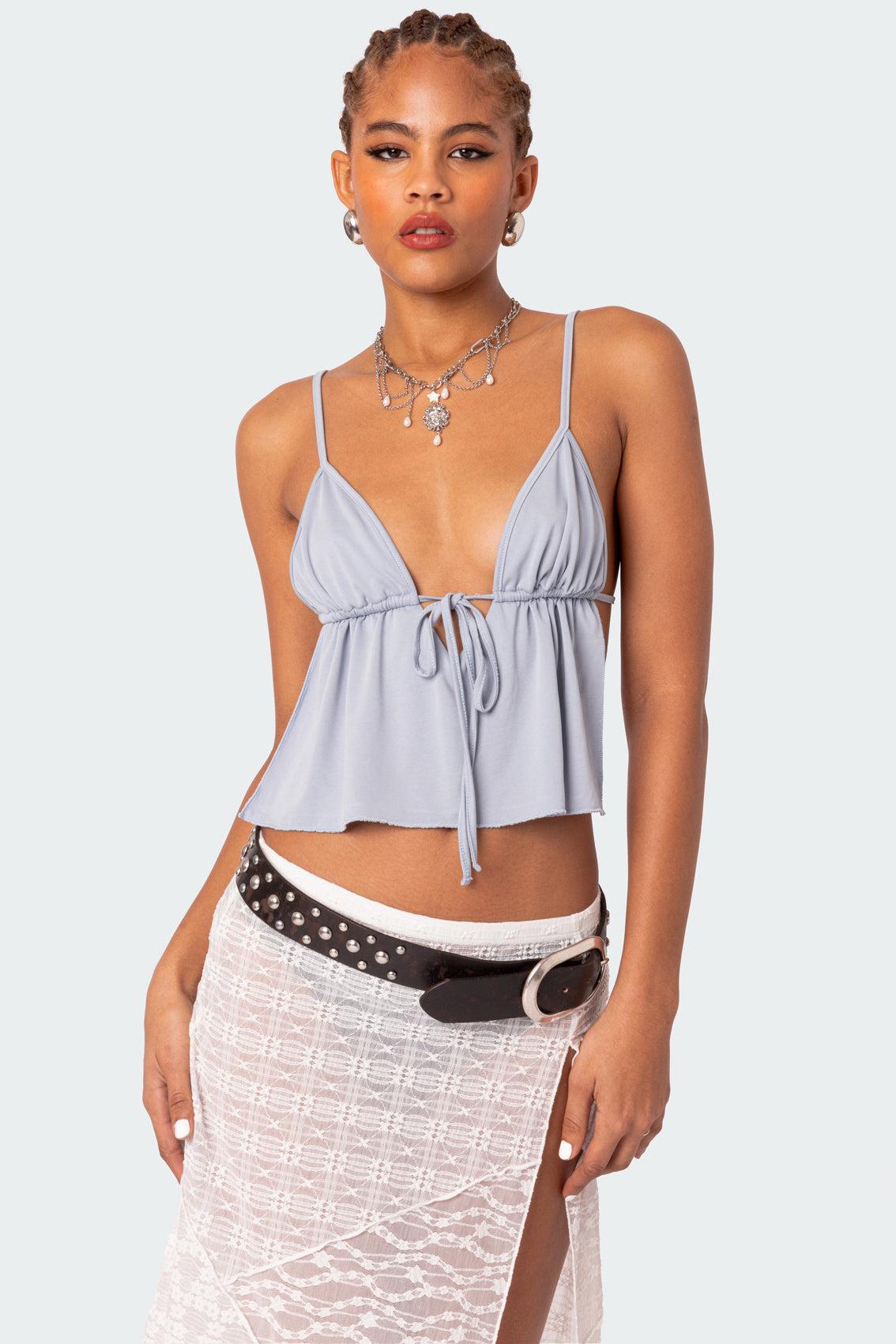 Rylee Tie Front Open Back Top Product Image