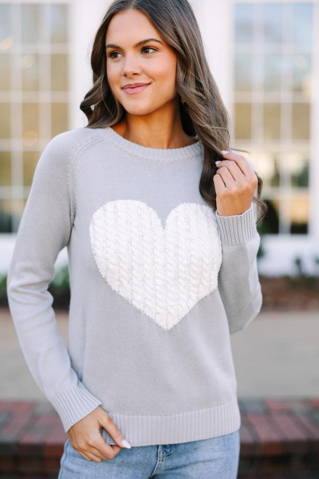 All For Love Gray And Ivory Heart Sweater Female Product Image