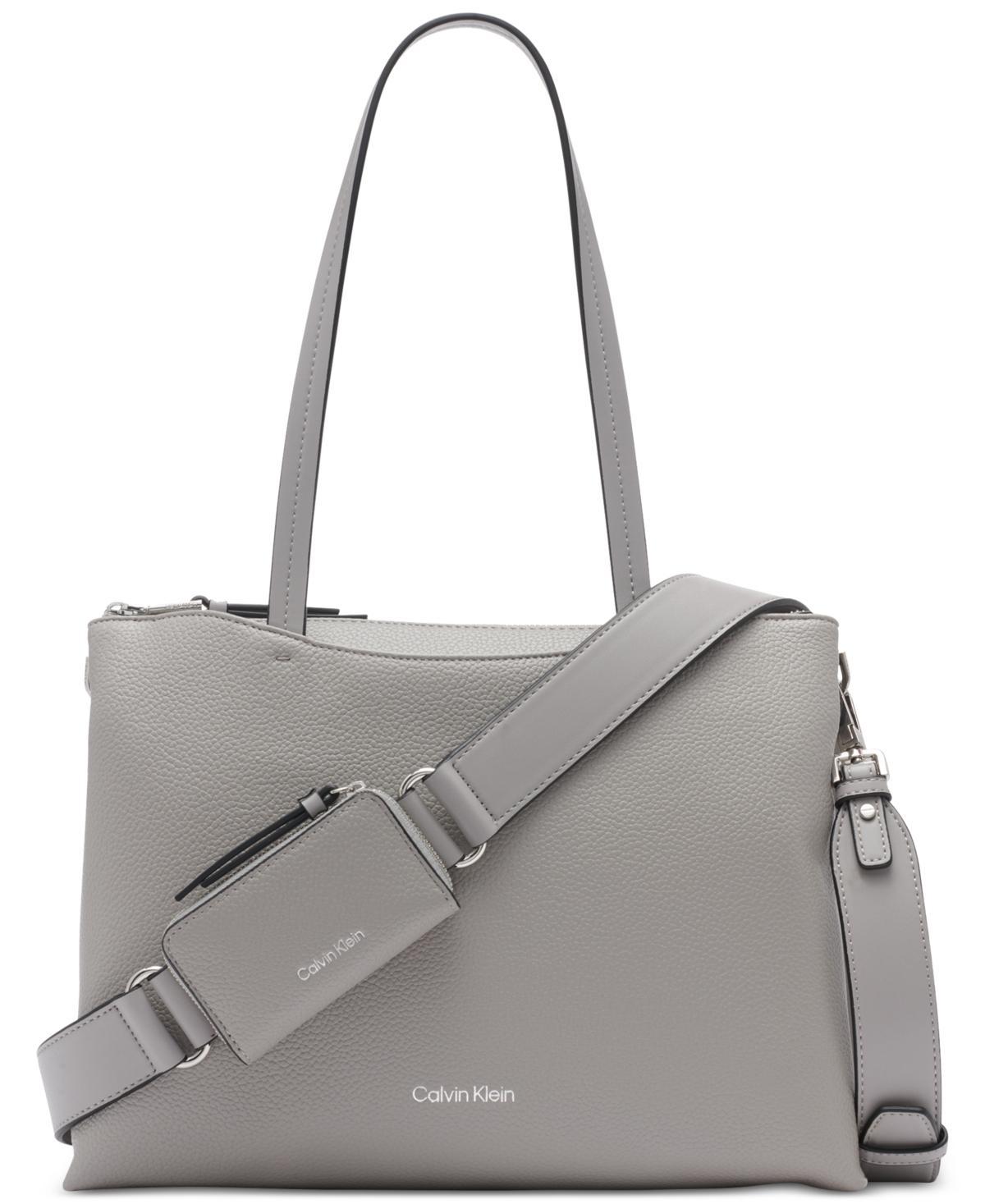 Calvin Klein Chrome Top Zipper Convertible Tote with Zippered Pouch Product Image