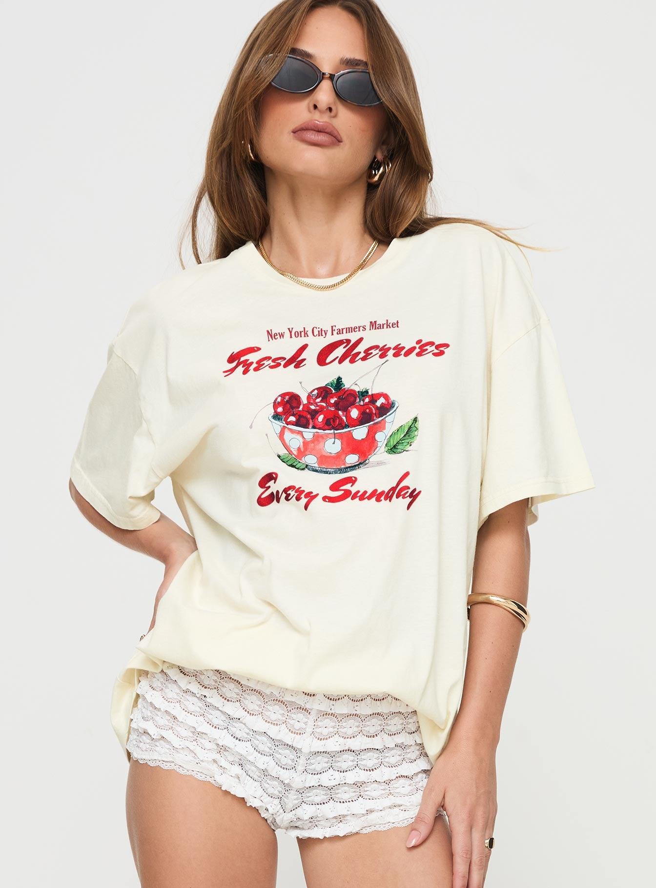 Fresh Cherries Oversized Tee Yellow Product Image