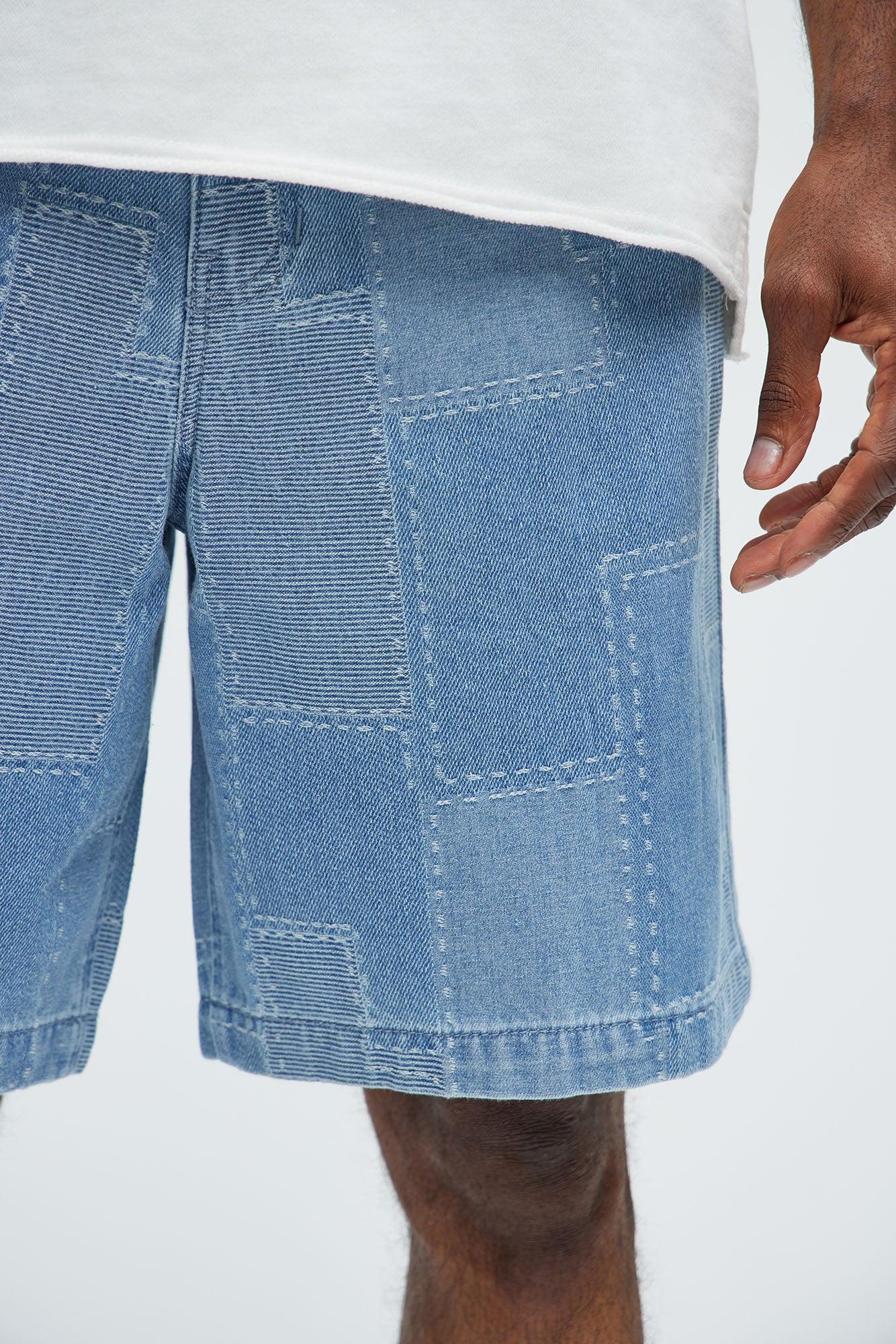 Shibori Relaxed Denim Shorts - Light Blue Product Image