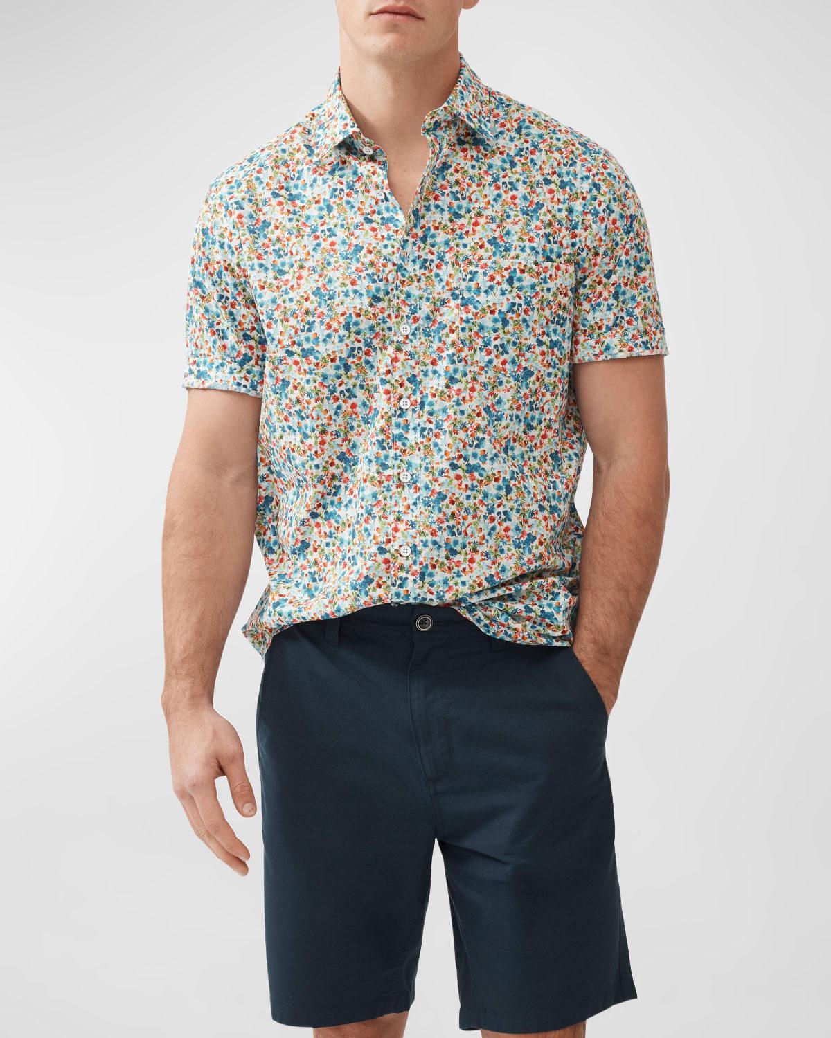 Mens The Forks Cotton Ditsy Floral Short-Sleeve Shirt Product Image