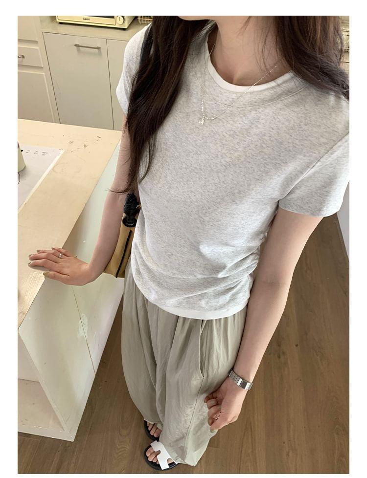 Mock Two-Piece Short-Sleeve Round Neck Tee Product Image